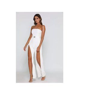 Meshki Livia Strapless Jumpsuit White Sz S NWT